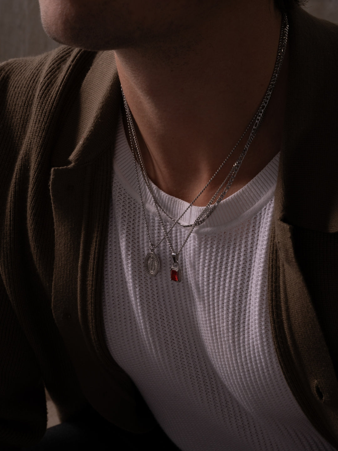 RED GEMSTONE CHAIN | Silver