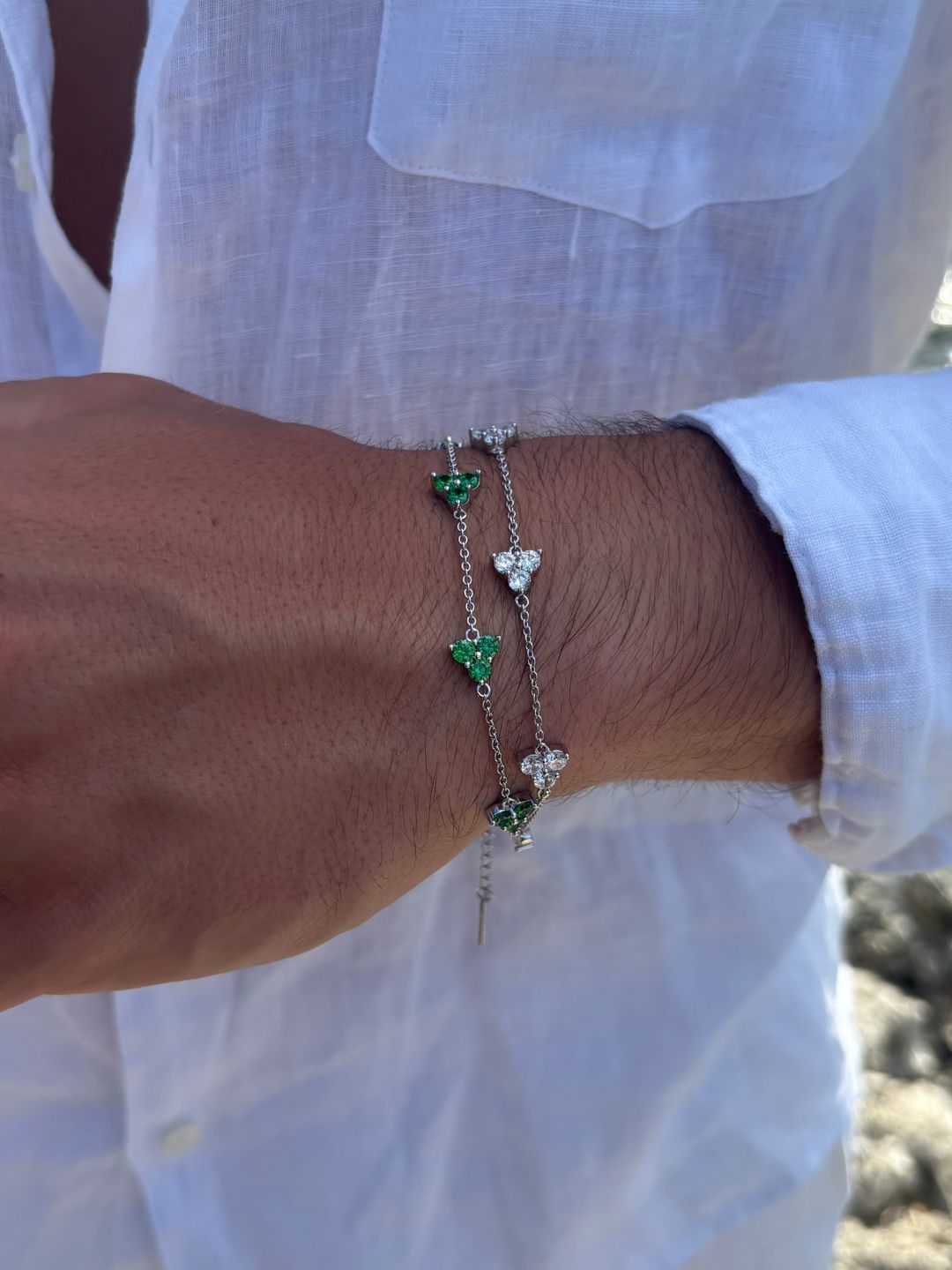 GREEN CLOVER BRACELET | Silver