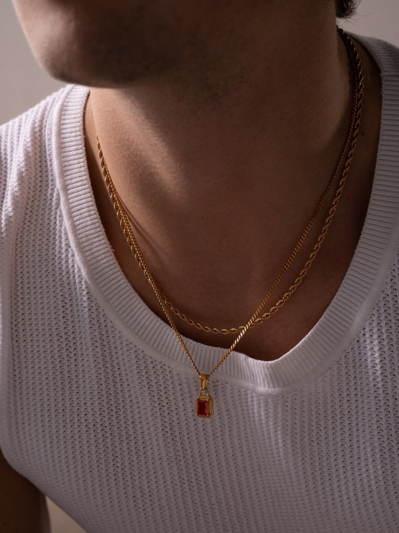 RED GEMSTONE CHAIN | 18K Gold