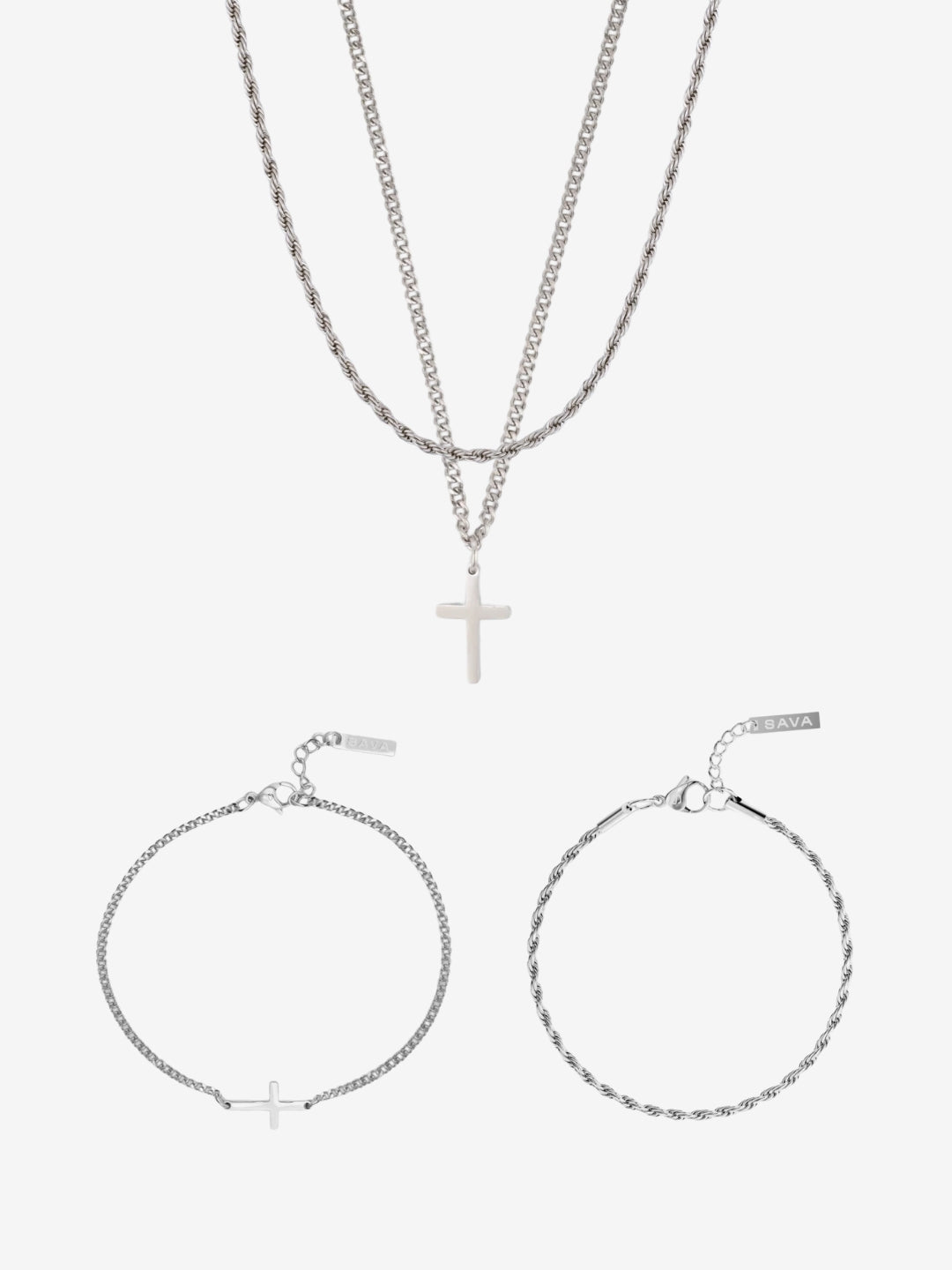 CROSS X ROPE 3MM SET | Silver