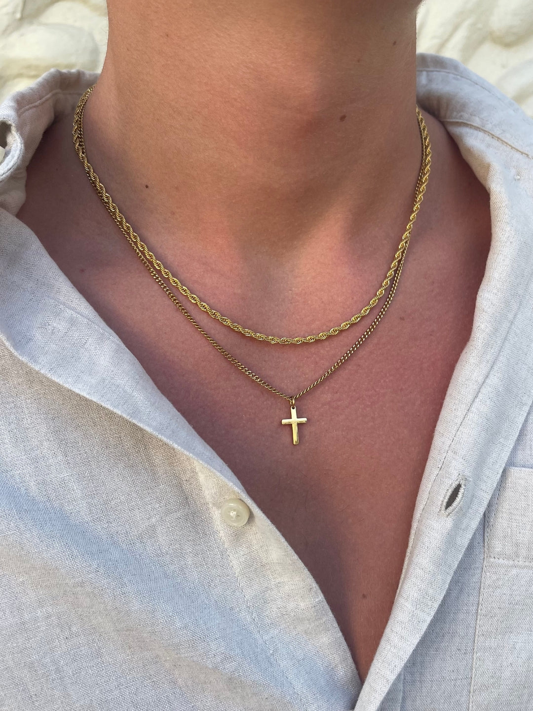 CROSS X ROPE 3MM SET | 18K Gold