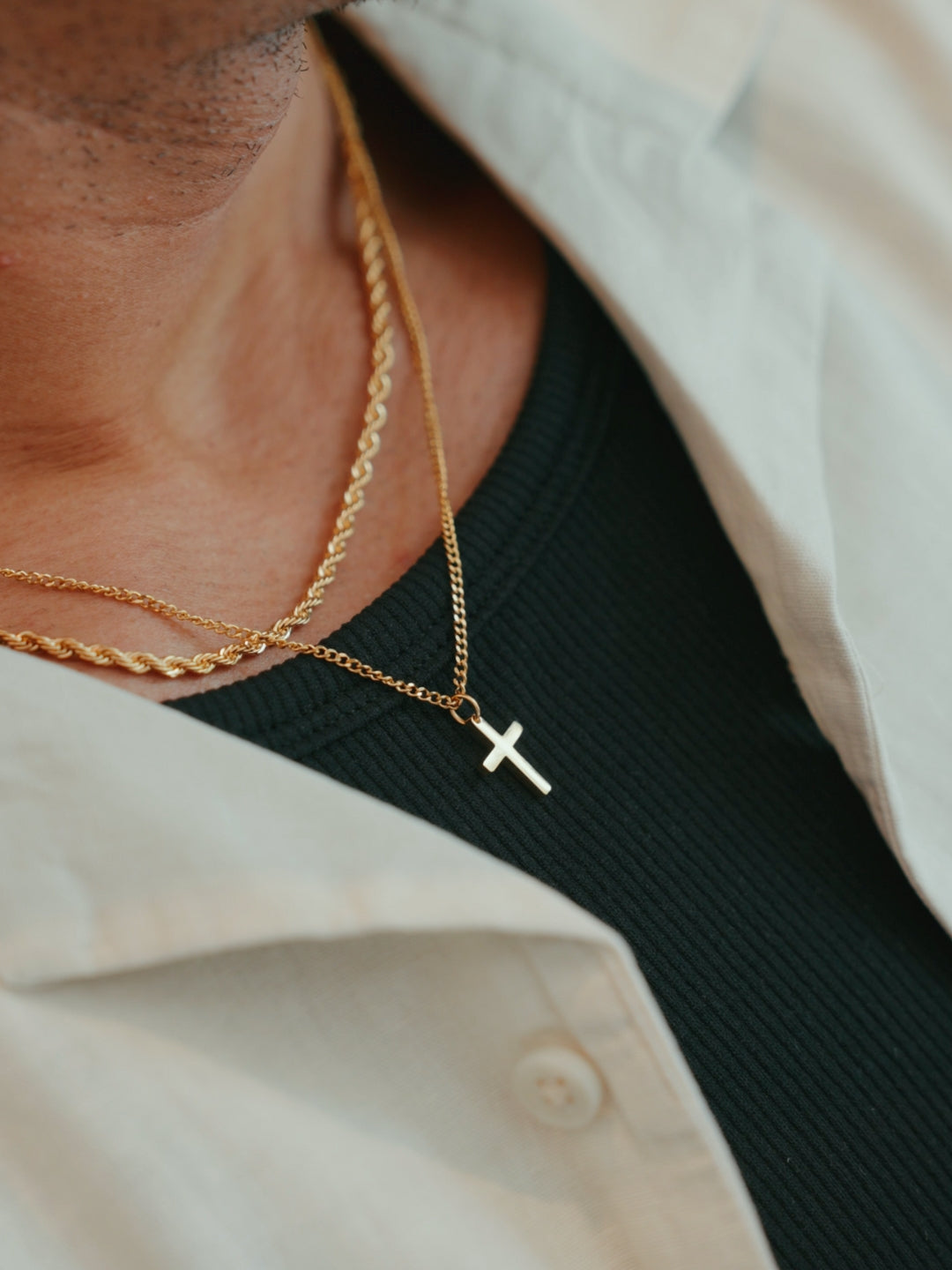 CROSS X ROPE 3MM SET | 18K Gold